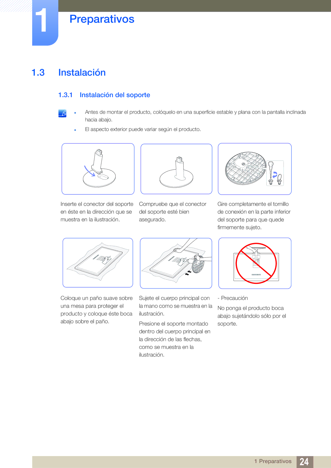 Samsung LS22D390QS/EN manual Instalación del soporte 