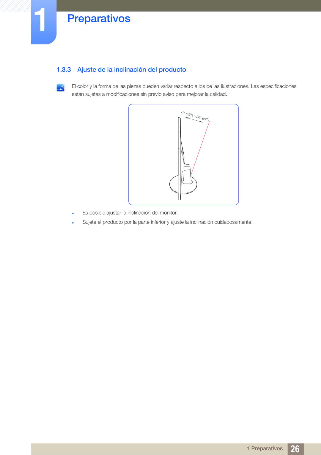 Samsung LS22D390QS/EN manual Ajuste de la inclinación del producto 