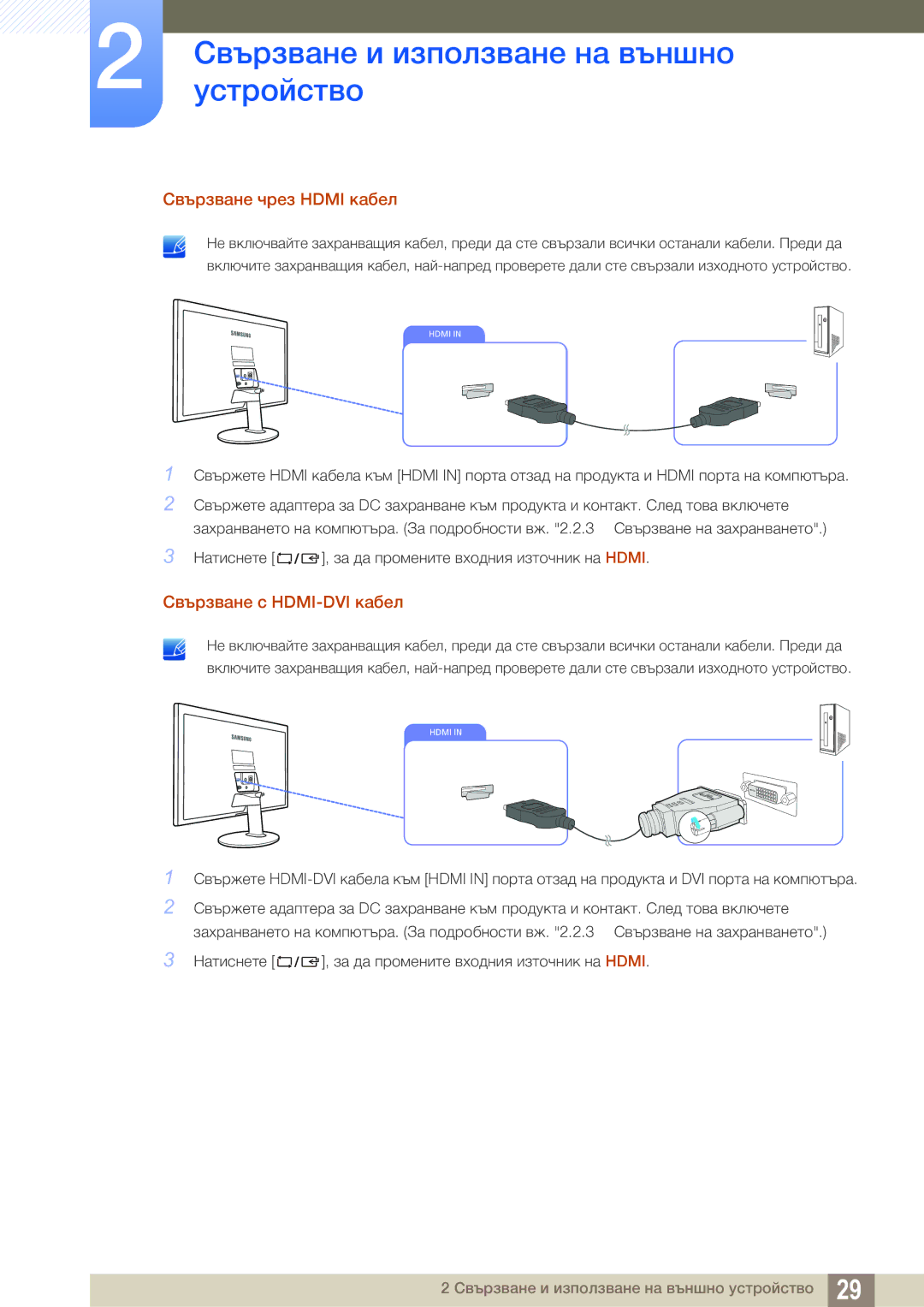 Samsung LS22D390QS/EN manual Свързване чрез Hdmi кабел 