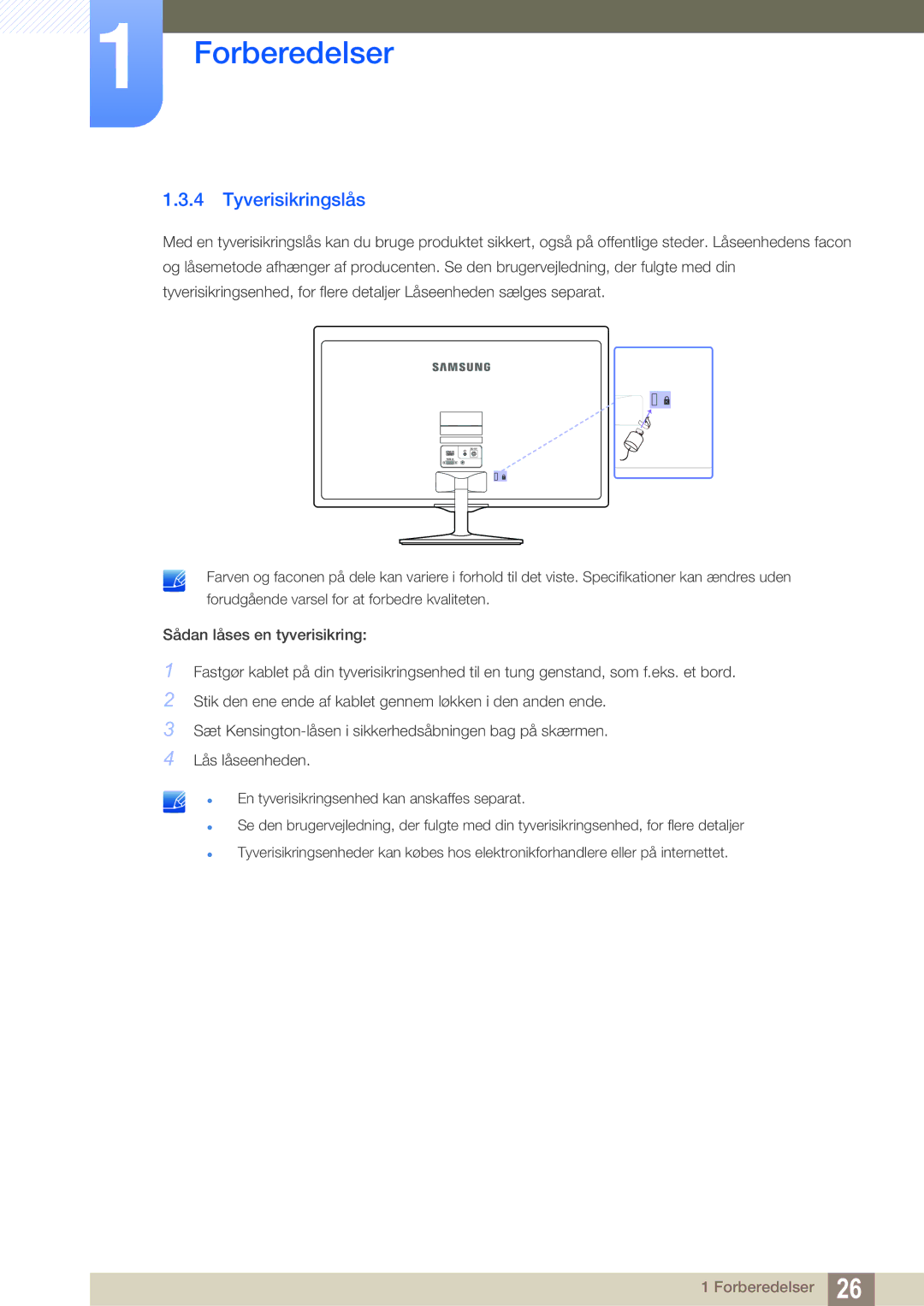 Samsung LS22D390QS/EN manual Tyverisikringslås 