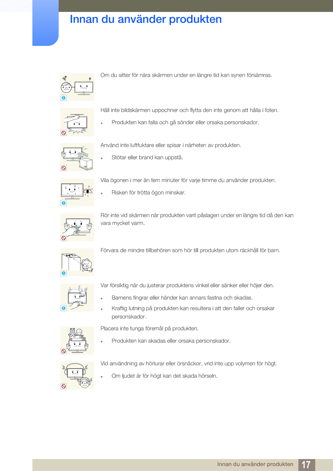 Samsung LS22D390QS/EN manual Innan du använder produkten 