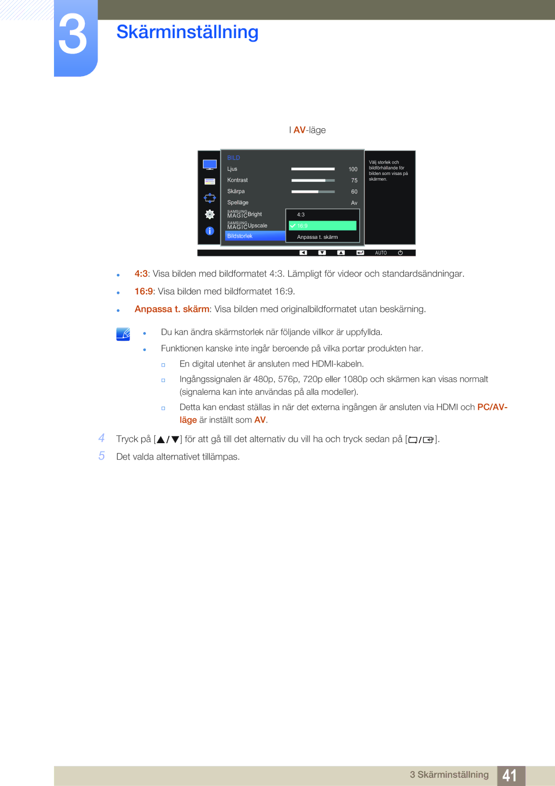 Samsung LS22D390QS/EN manual AV-läge 