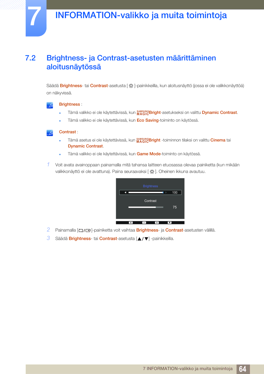 Samsung LS22D390QS/EN manual Brightness 