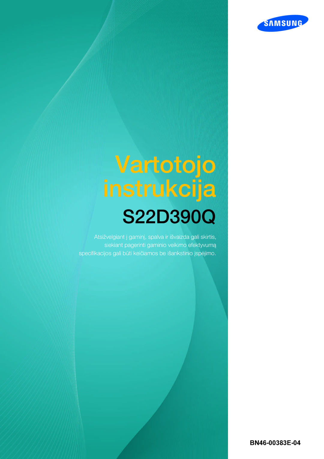 Samsung LS22D390QS/EN manual Vartotojo instrukcija 