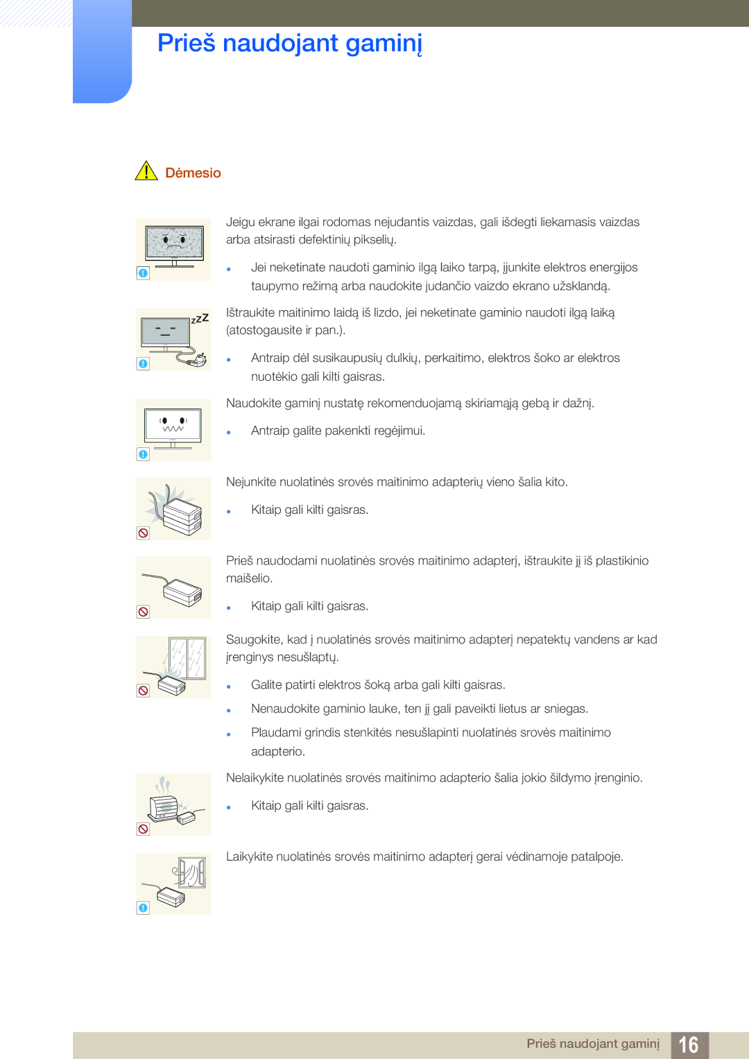 Samsung LS22D390QS/EN manual Dėmesio 