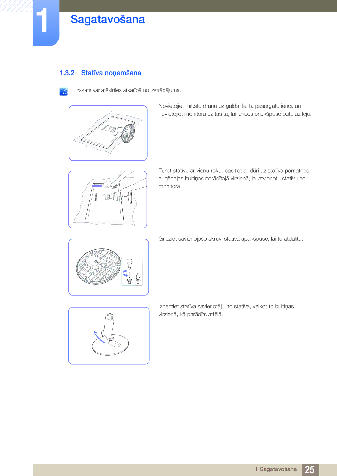 Samsung LS22D390QS/EN manual Statīva noņemšana 