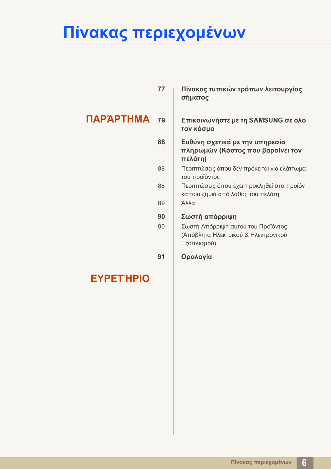 Samsung LS22D390QS/EN manual Παράρτημα Ευρετήριο 