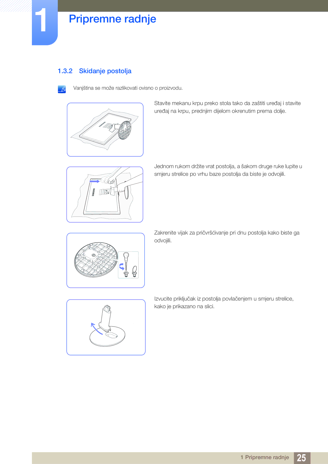 Samsung LS22D390QS/EN manual Skidanje postolja 