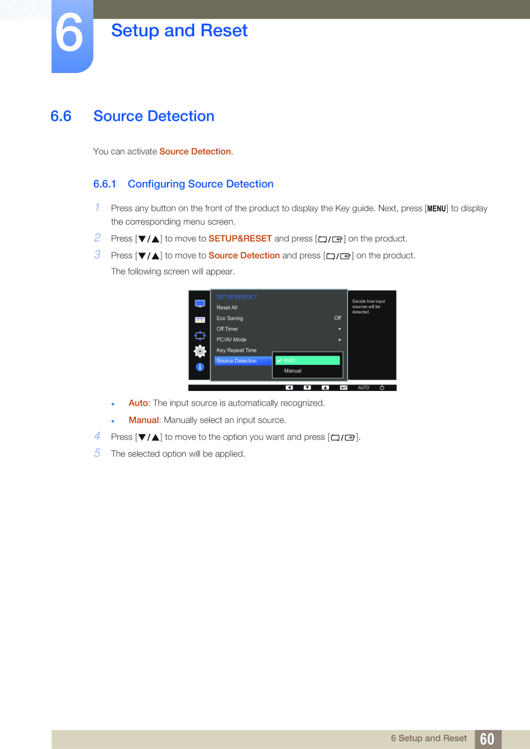 Samsung LS22D391QS/EN, LS22D391QSX/CI manual Configuring Source Detection 