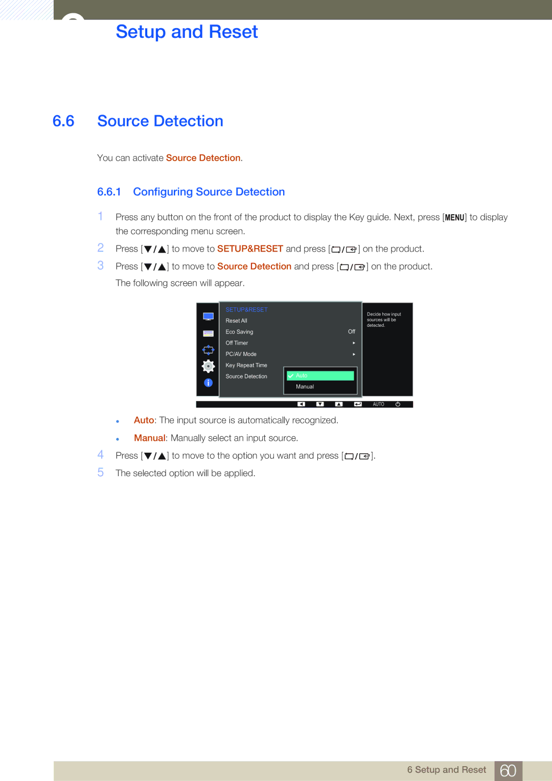 Samsung LS22D391QS/EN, LS22D391QSX/CI manual Configuring Source Detection 