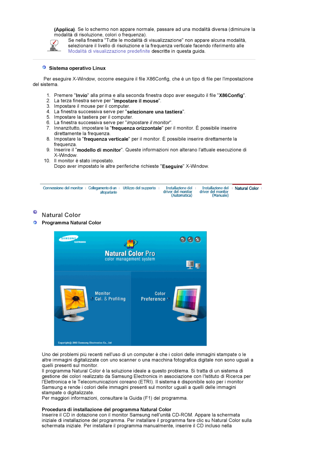 Samsung LS22DPWCSS/EDC, LS22DPWCSQ/EDC manual Sistema operativo Linux, Programma Natural Color 