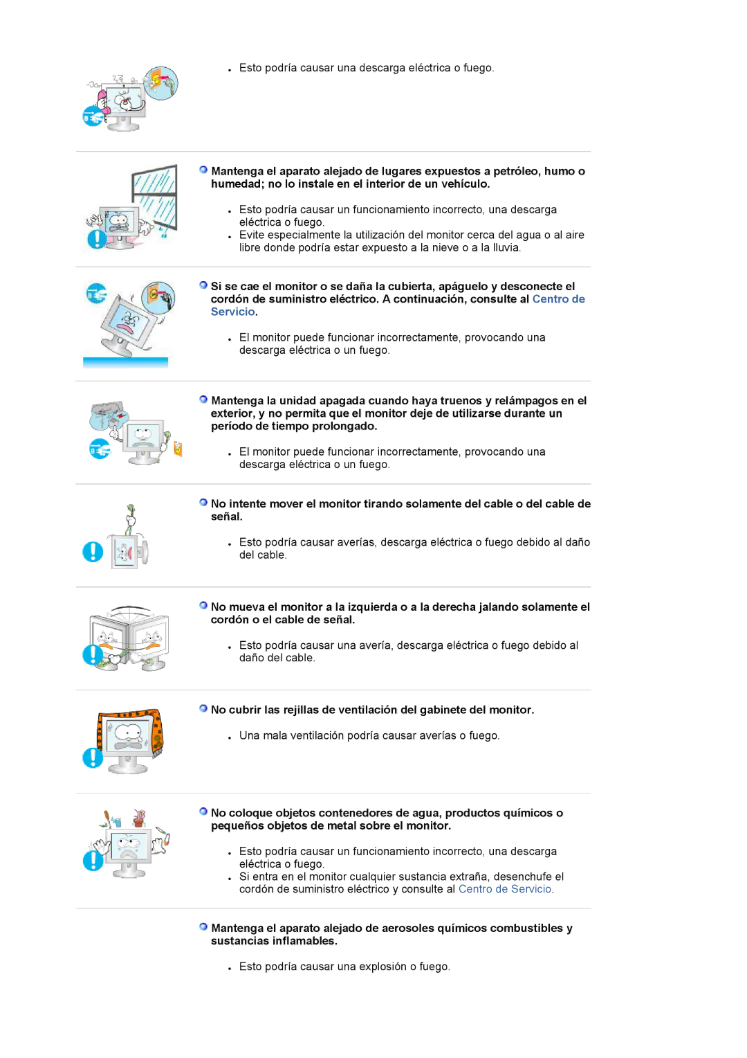 Samsung LS22DPWCSS/EDC, LS22DPWCSQ/EDC manual Esto podría causar una descarga eléctrica o fuego 