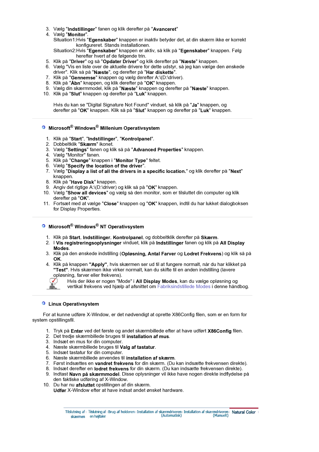 Samsung LS22DPWCSQ/EDC, LS22DPWCSS/EDC manual Microsoft Windows NT Operativsystem, Linux Operativsystem 