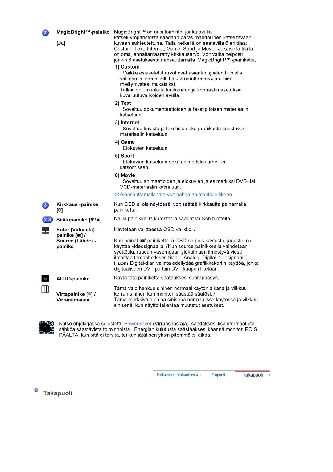 Samsung LS22DPWCSQ/EDC, LS22DPWCSS/EDC manual Takapuoli 