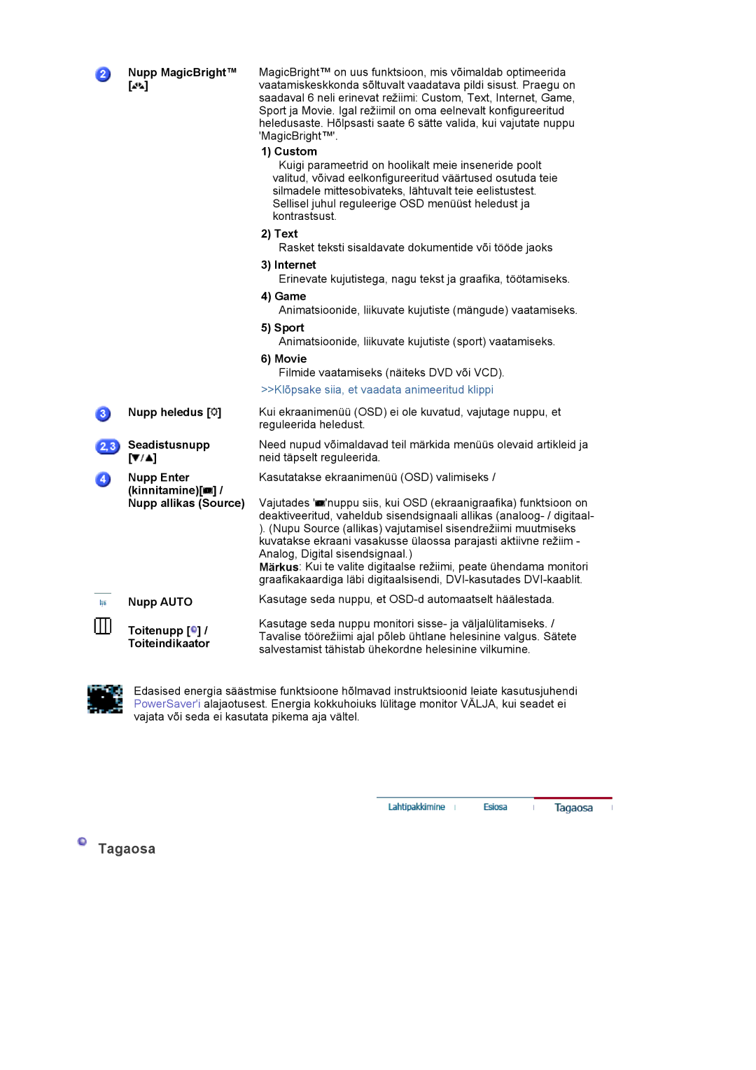 Samsung LS22DPWCSQ/EDC, LS22DPWCSS/EDC manual Tagaosa 