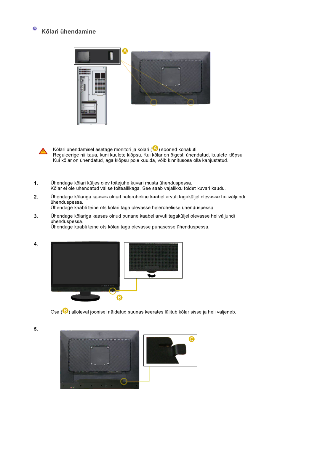 Samsung LS22DPWCSS/EDC, LS22DPWCSQ/EDC manual Kõlari ühendamine 