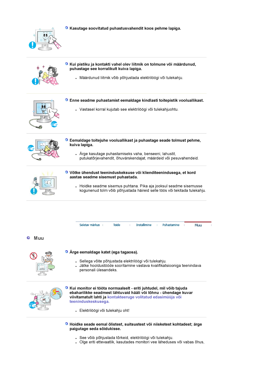 Samsung LS22DPWCSQ/EDC, LS22DPWCSS/EDC manual Muu, Ärge eemaldage katet ega tagaosa 