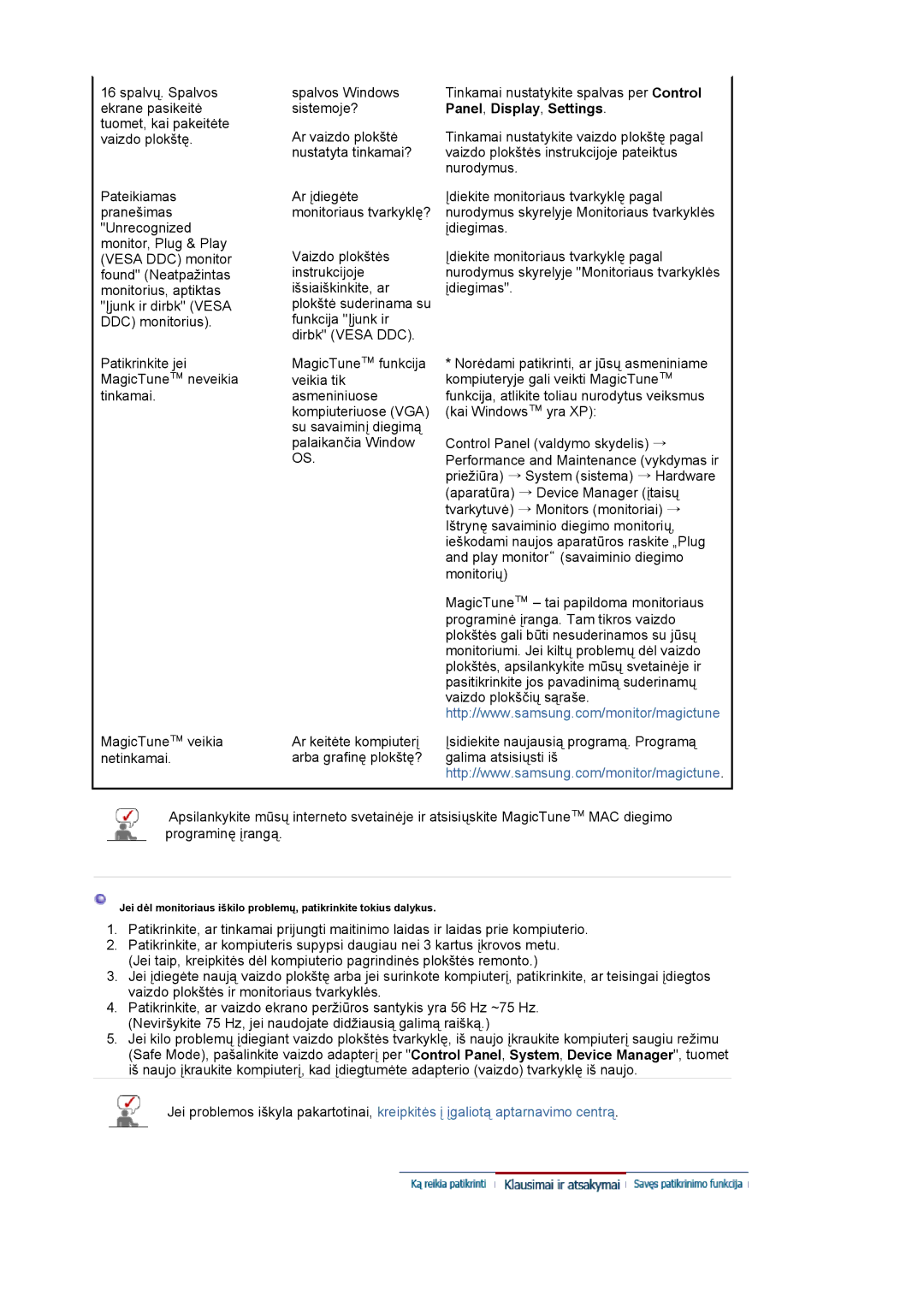 Samsung LS22DPWCSS/EDC, LS22DPWCSQ/EDC manual Spalvos Windows sistemoje? 