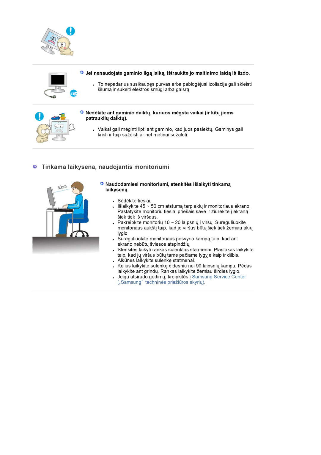 Samsung LS22DPWCSS/EDC, LS22DPWCSQ/EDC Tinkama laikysena, naudojantis monitoriumi, Alkūnes laikykite sulenkę statmenai 