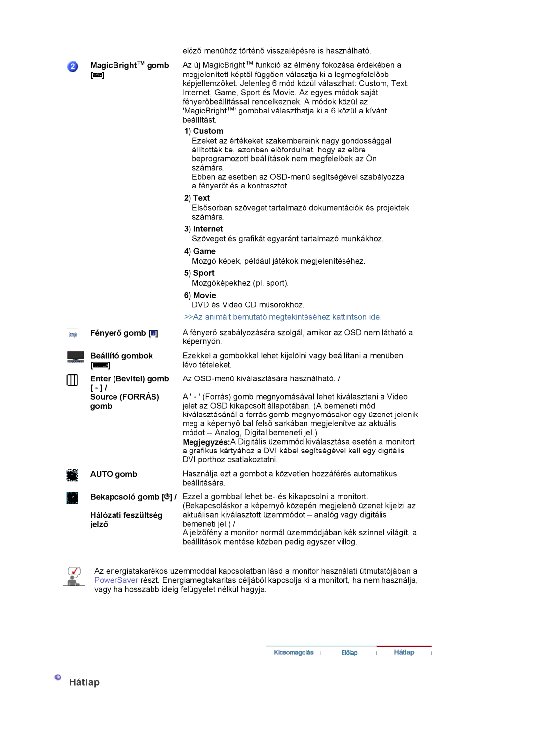 Samsung LS22DPWCSQ/EDC, LS22DPWCSS/EDC manual Hátlap 