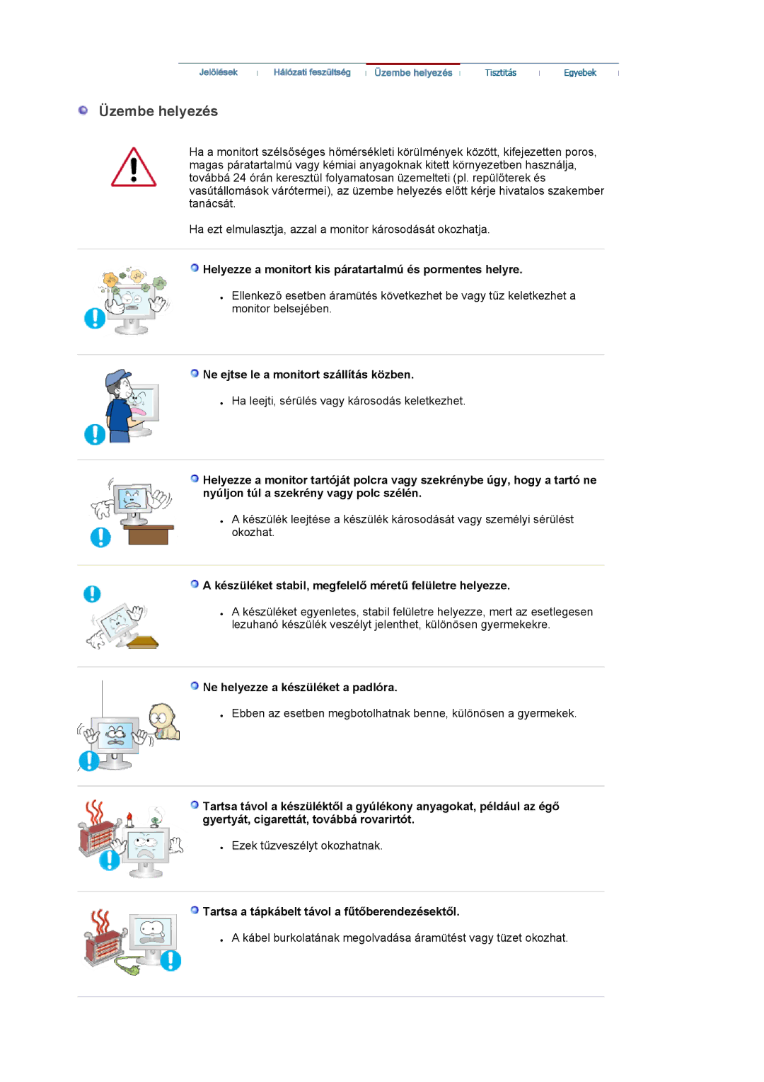 Samsung LS22DPWCSQ/EDC, LS22DPWCSS/EDC manual Üzembe helyezés 