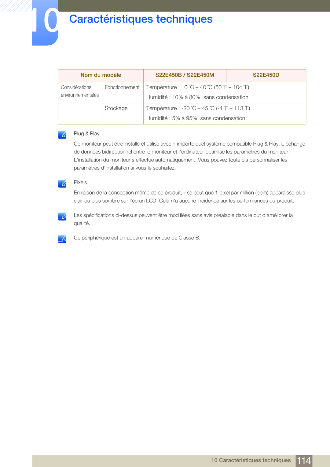 Samsung LS22E20KBS/EN, LS19E45KMW/EN, LS19E45KBW/EN, LS27E45KBS/EN, LS22E45UDWG/EN, LS22E45KMSV/EN manual Environnementales 