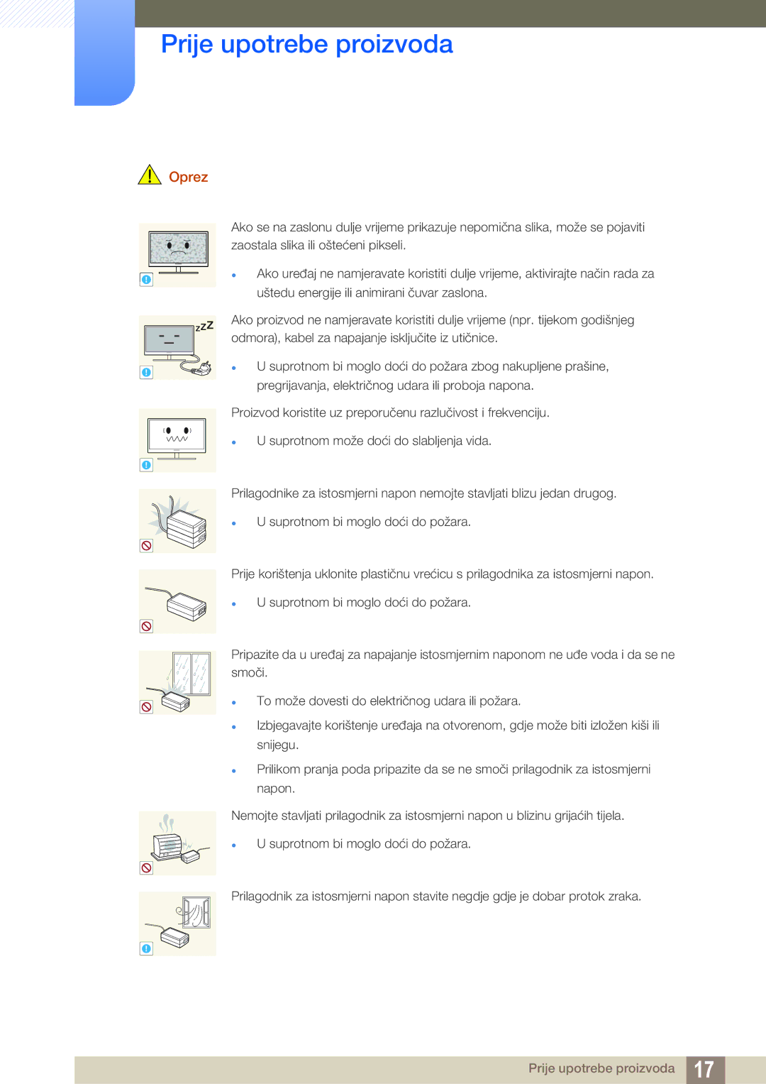 Samsung LS22E45KBWV/EN, LS22E20KBS/EN, LS24E45KBSV/EN, LS24E65KBWV/EN manual Oprez 