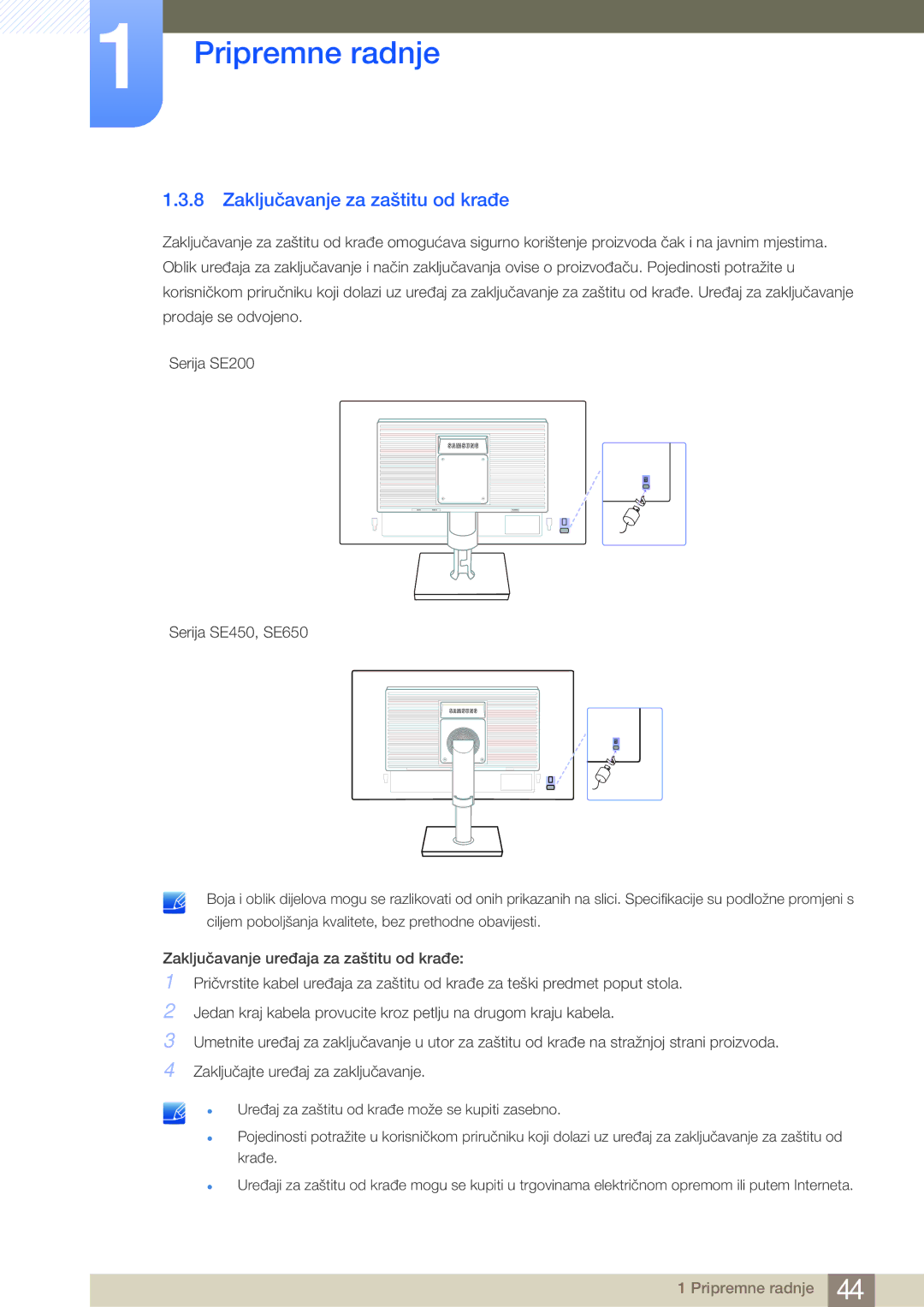 Samsung LS22E20KBS/EN, LS22E45KBWV/EN, LS24E45KBSV/EN, LS24E65KBWV/EN manual Zaključavanje za zaštitu od krađe 