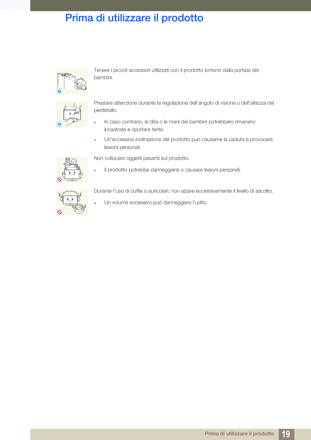 Samsung LS22E45KMWV/EN, LS22E20KBS/EN, LS22E45KMSV/EN, LS24E45UFS/EN, LS24E65KBWV/EN manual Prima di utilizzare il prodotto 