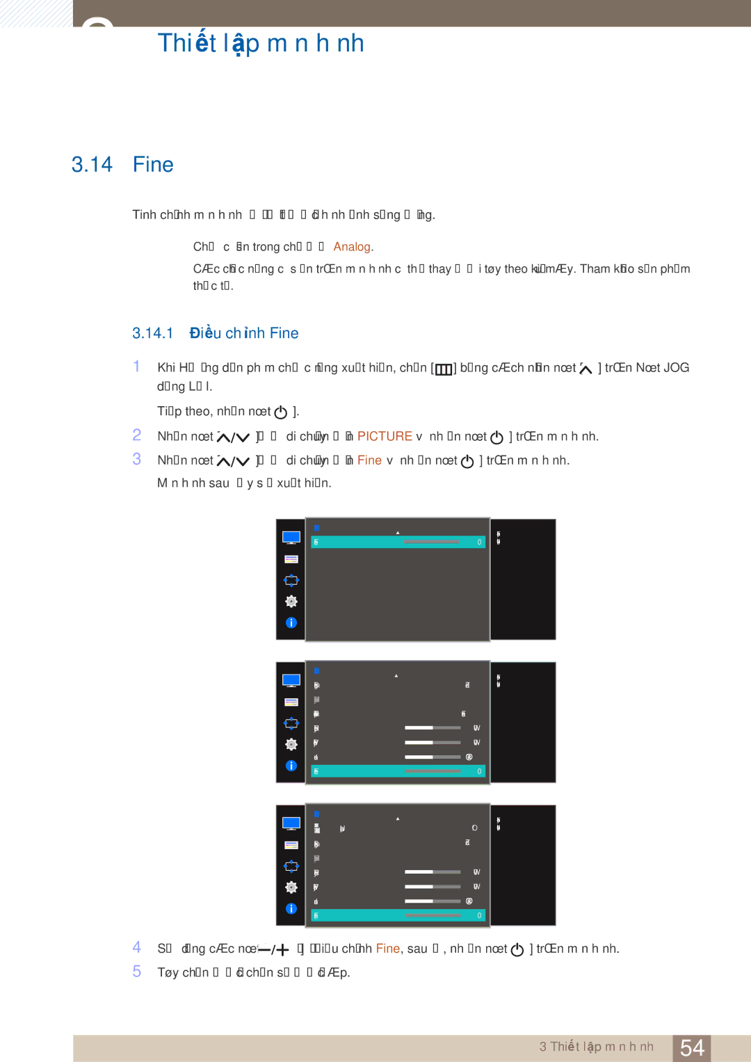 Samsung LS24E310HL/XV, LS22E310HY/XV, LS27E310HSG/XV, LS19E310HYMXV manual 14.1 Điều chỉnh Fine 