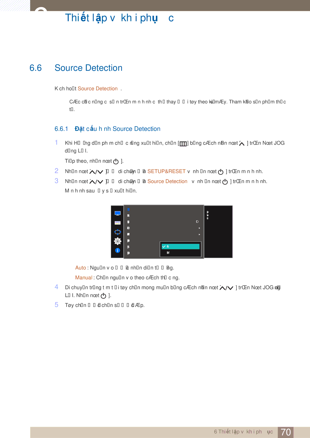 Samsung LS24E310HL/XV, LS22E310HY/XV, LS27E310HSG/XV, LS19E310HYMXV manual 1 Đặt cấu hình Source Detection 