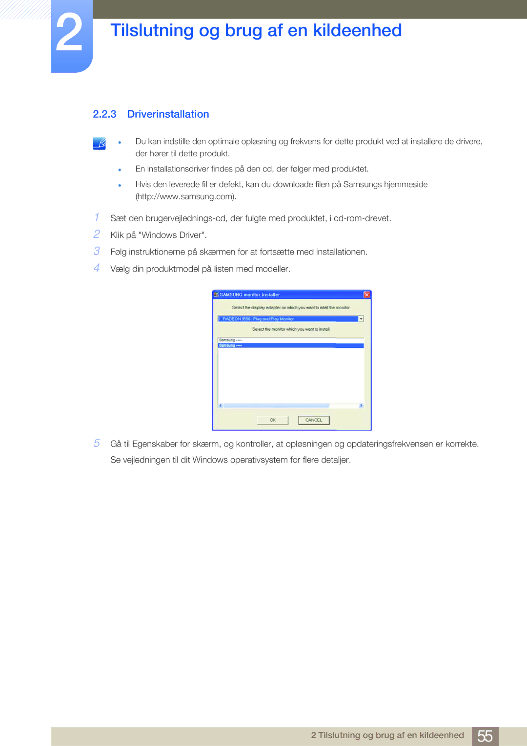 Samsung LS22E45UDWC/XE, LS22E45UDWG/EN, LS24E45UFS/EN, LS24E45KBL/EN, LS24E45KBSV/EN, LS27E45KBH/EN manual Driverinstallation 