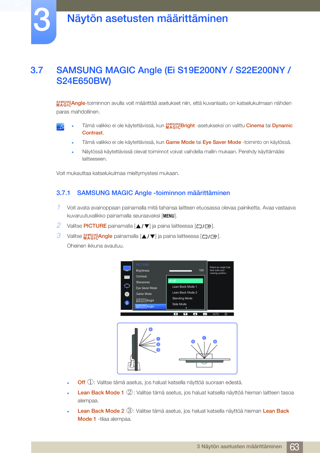 Samsung LS24E45KBSV/EN, LS22E45UDWG/EN, LS24E45UFS/EN manual Samsung Magic Angle Ei S19E200NY / S22E200NY / S24E650BW 