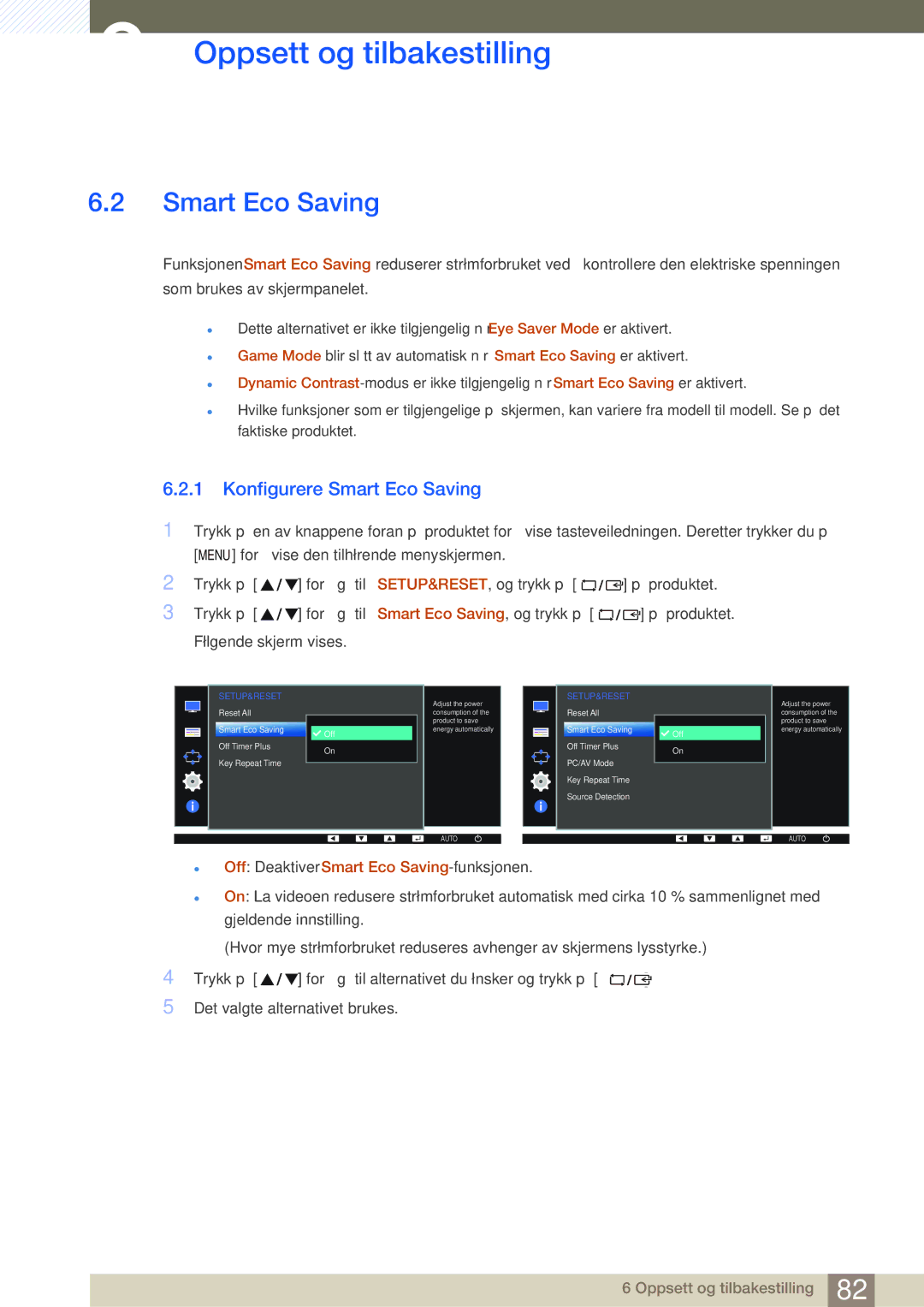 Samsung LS22E45UDW/EN, LS22E45UDWG/EN, LS24E45UFS/EN, LS24E45KBL/EN, LS24E45KBSV/EN manual Konfigurere Smart Eco Saving 