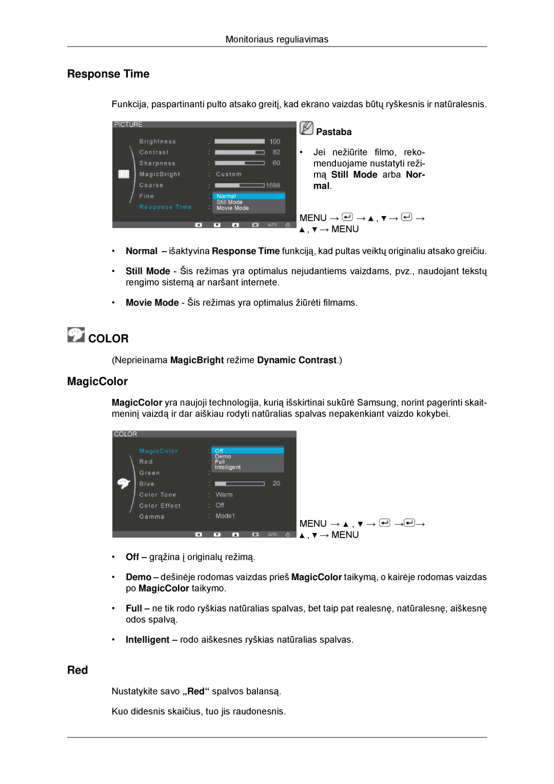 Samsung LS22EFHKFU/EN, LS23EFHKFV/EN manual Response Time, MagicColor, Red 