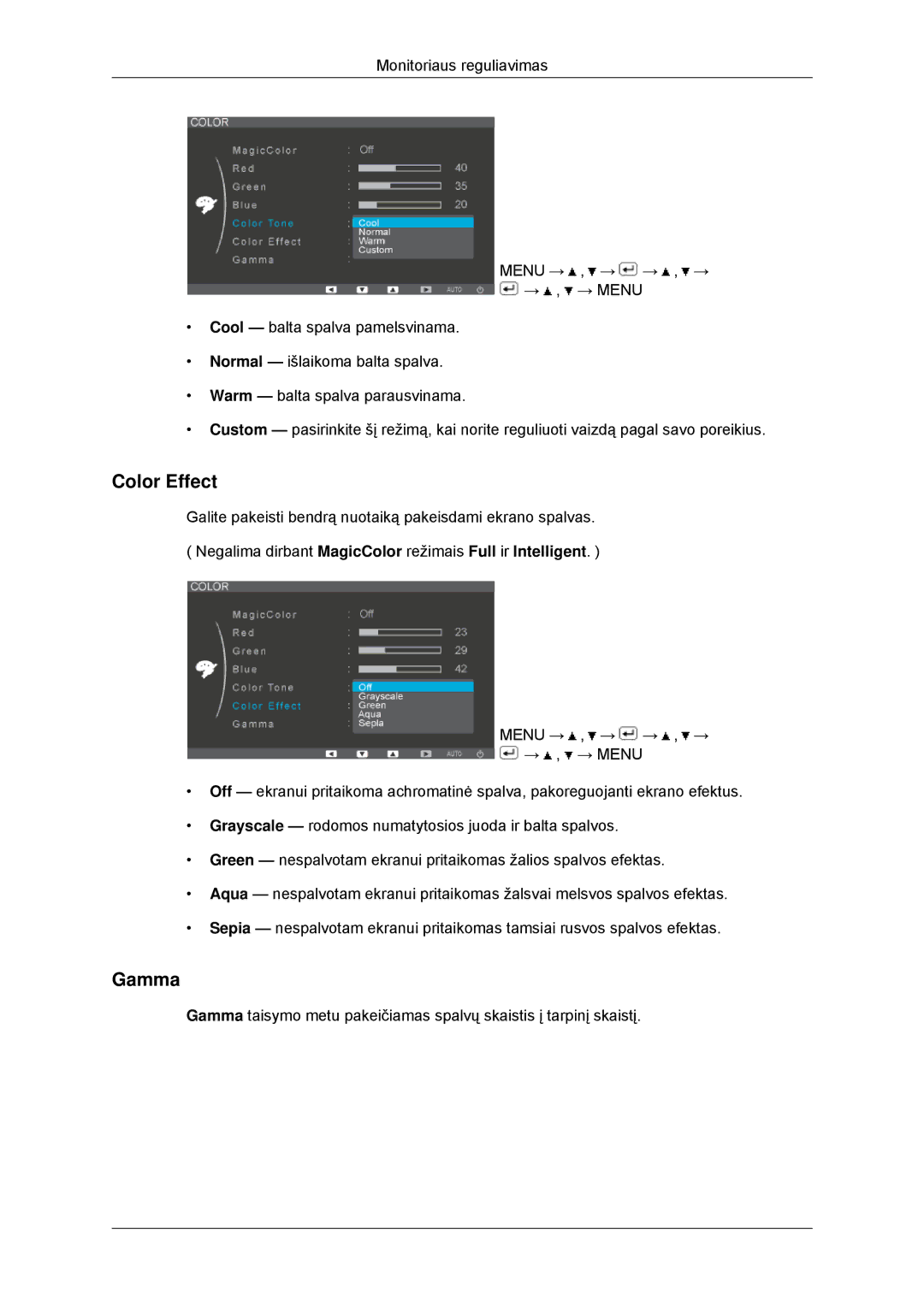 Samsung LS22EFHKFU/EN, LS23EFHKFV/EN manual Color Effect, Gamma 