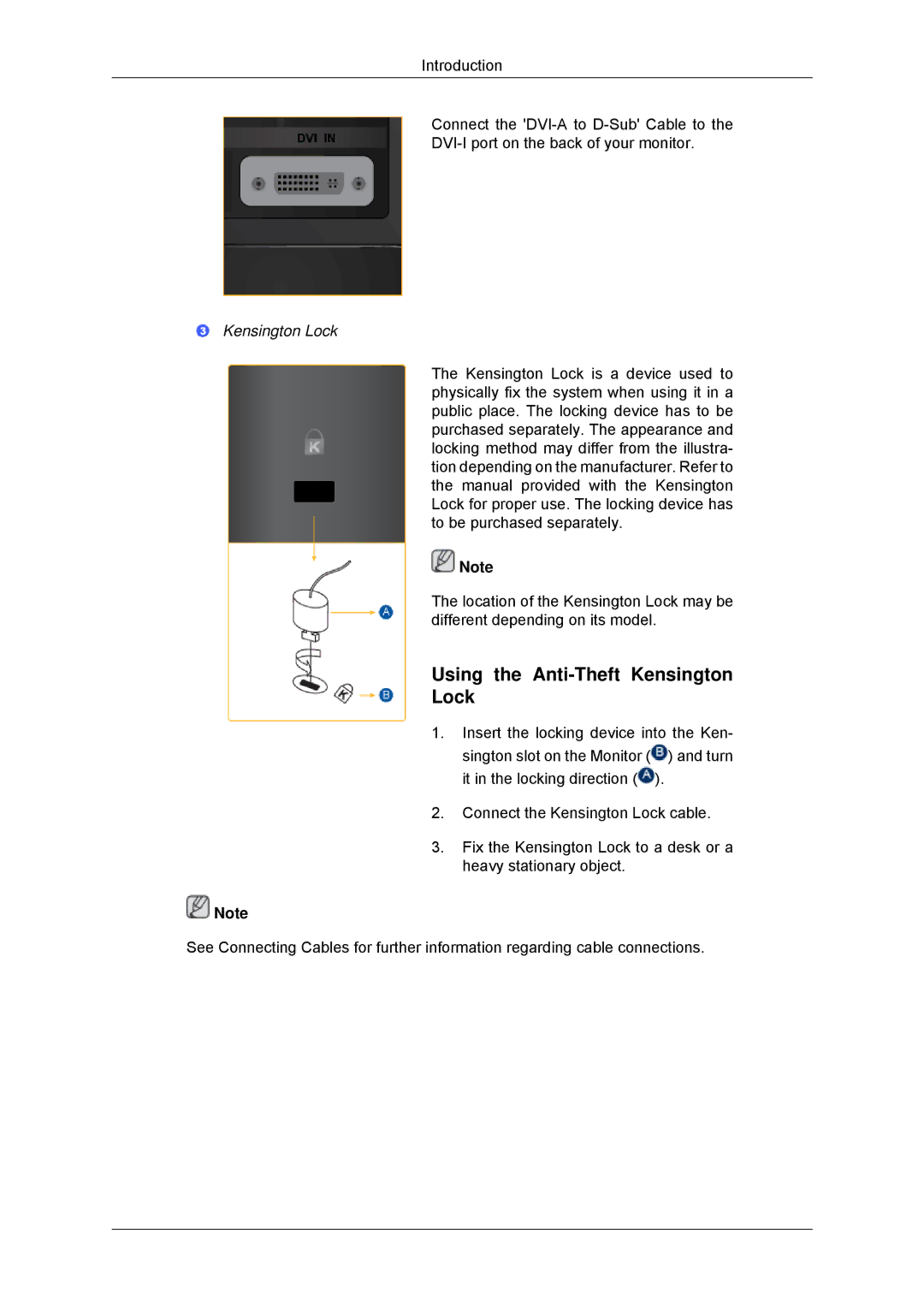 Samsung LS22EFHKFV/CI, LS22EFHKFV/EN, LS20EFHKFV/EN, LS22EFHKFU/EN, LS23EFHKFV/EN manual Using the Anti-Theft Kensington Lock 