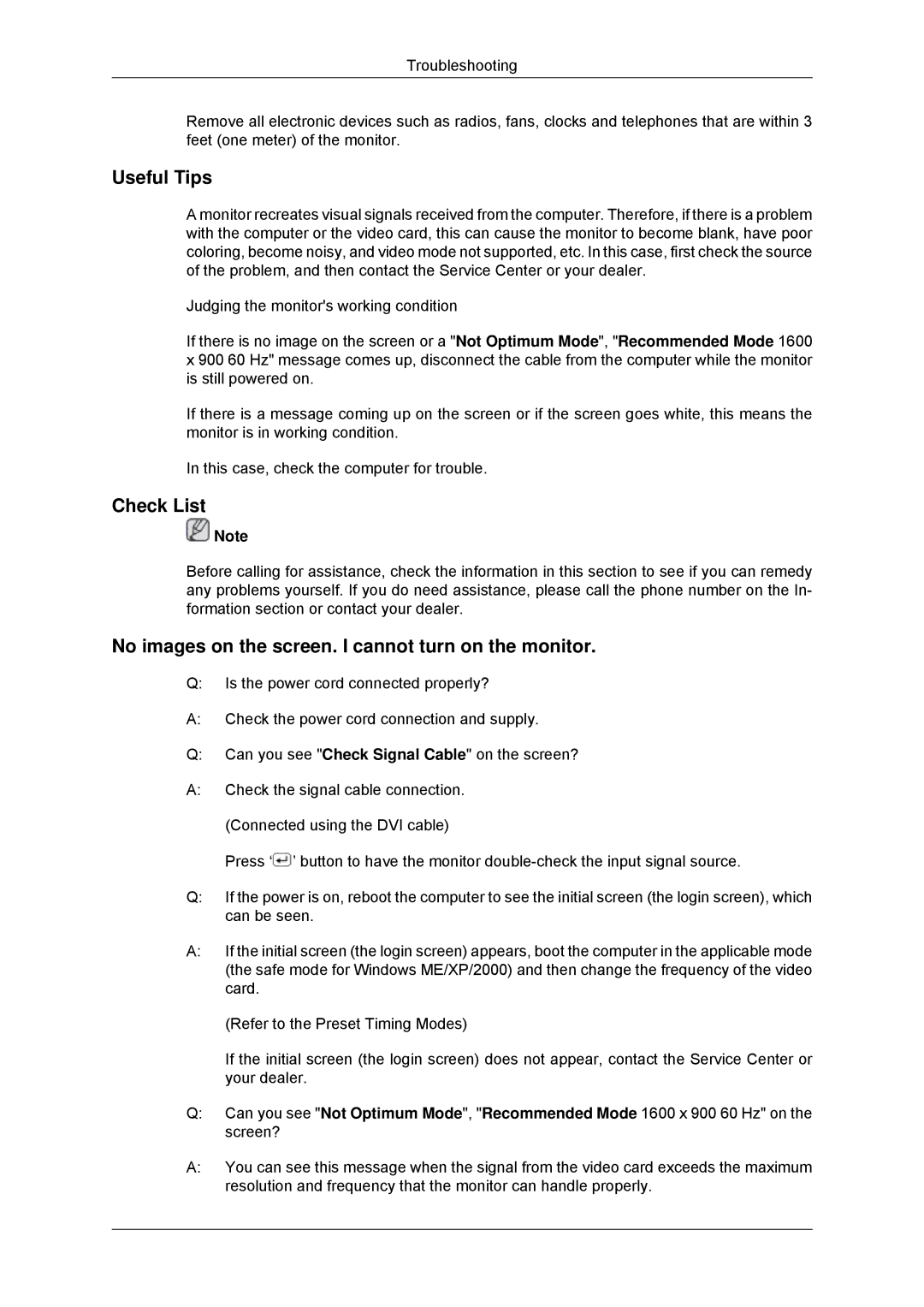 Samsung LS22EFHKFU/EN, LS22EFHKFV/EN manual Useful Tips, Check List, No images on the screen. I cannot turn on the monitor 