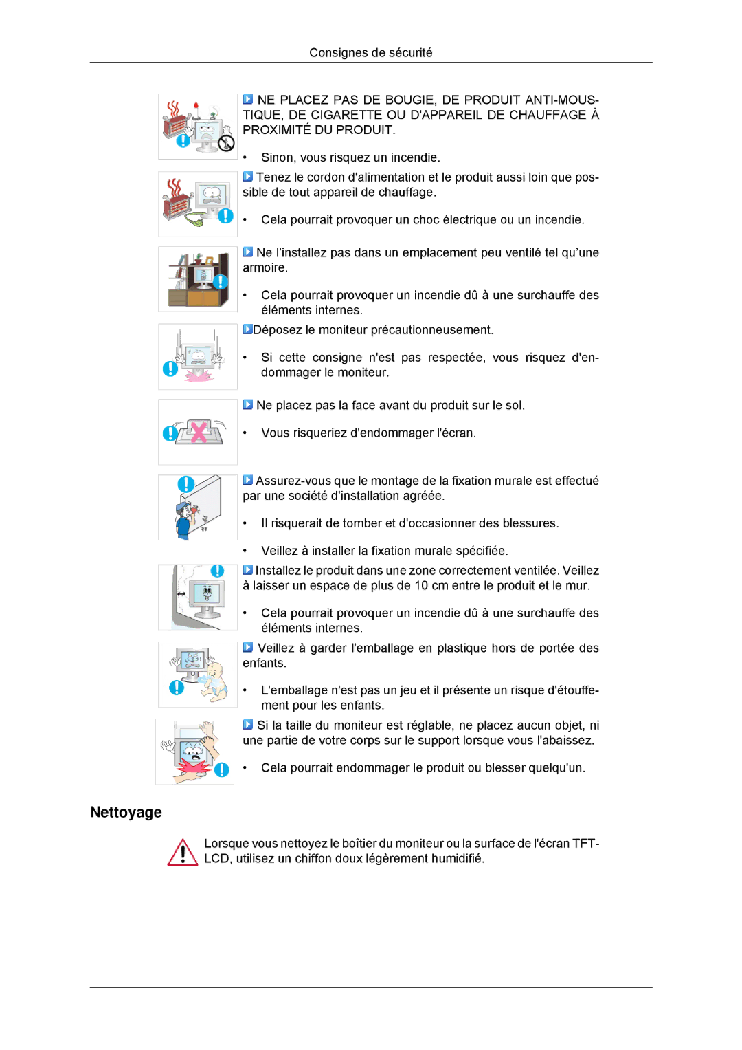 Samsung LS22EFHKFV/EN, LS20EFHKFV/EN, LS22EFHKFU/EN, LS23EFHKFV/EN manual Nettoyage 