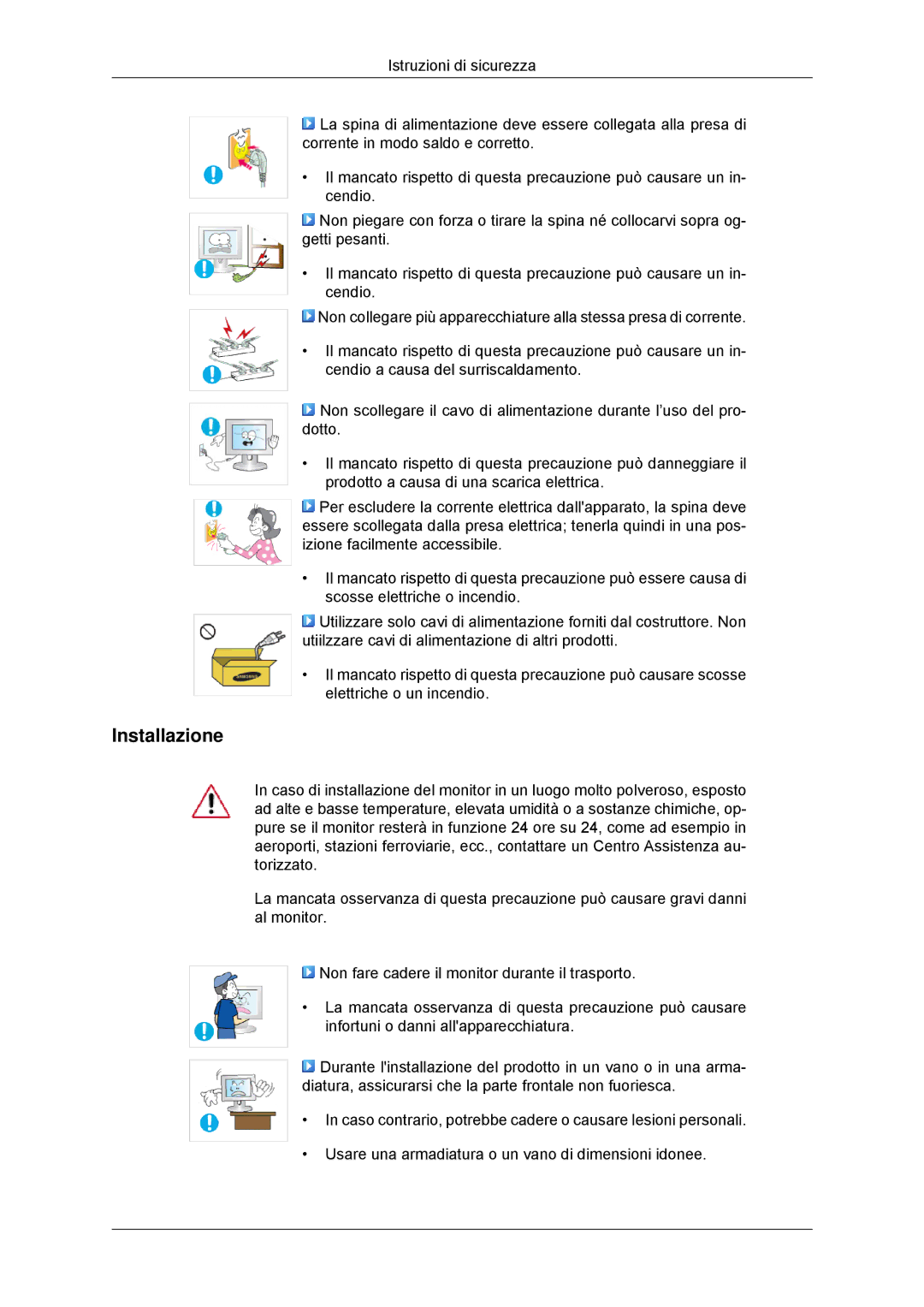 Samsung LS23EFHKFV/EN, LS22EFHKFV/EN, LS20EFHKFV/EN, LS22EFHKFU/EN manual Installazione 