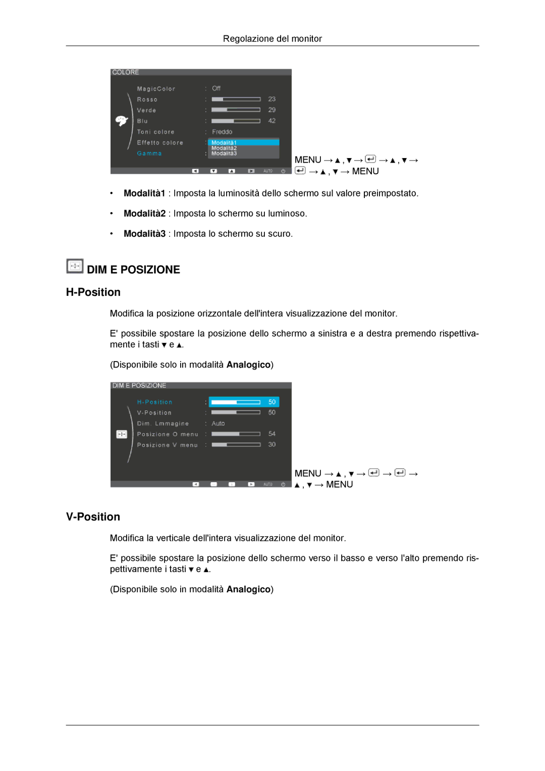 Samsung LS23EFHKFV/EN, LS22EFHKFV/EN, LS20EFHKFV/EN, LS22EFHKFU/EN manual DIM E Posizione, Position 