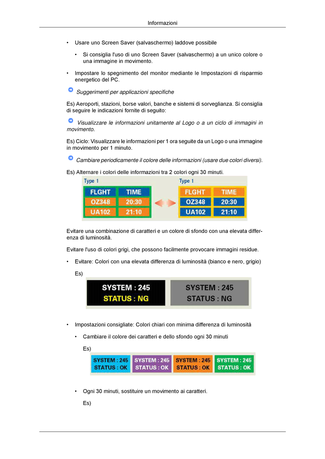 Samsung LS23EFHKFV/EN, LS22EFHKFV/EN, LS20EFHKFV/EN, LS22EFHKFU/EN manual Suggerimenti per applicazioni specifiche 