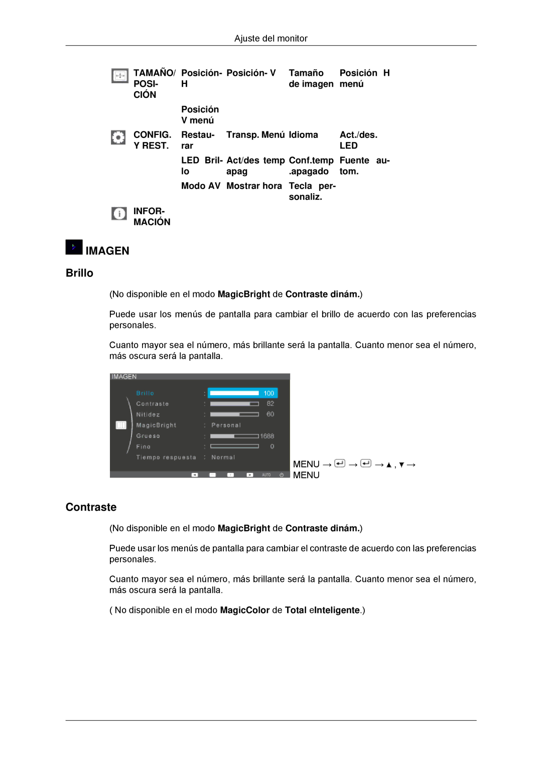 Samsung LS20EFHKFV/EN, LS22EFHKFV/EN, LS22EFHKFU/EN, LS23EFHKFV/EN manual Contraste 