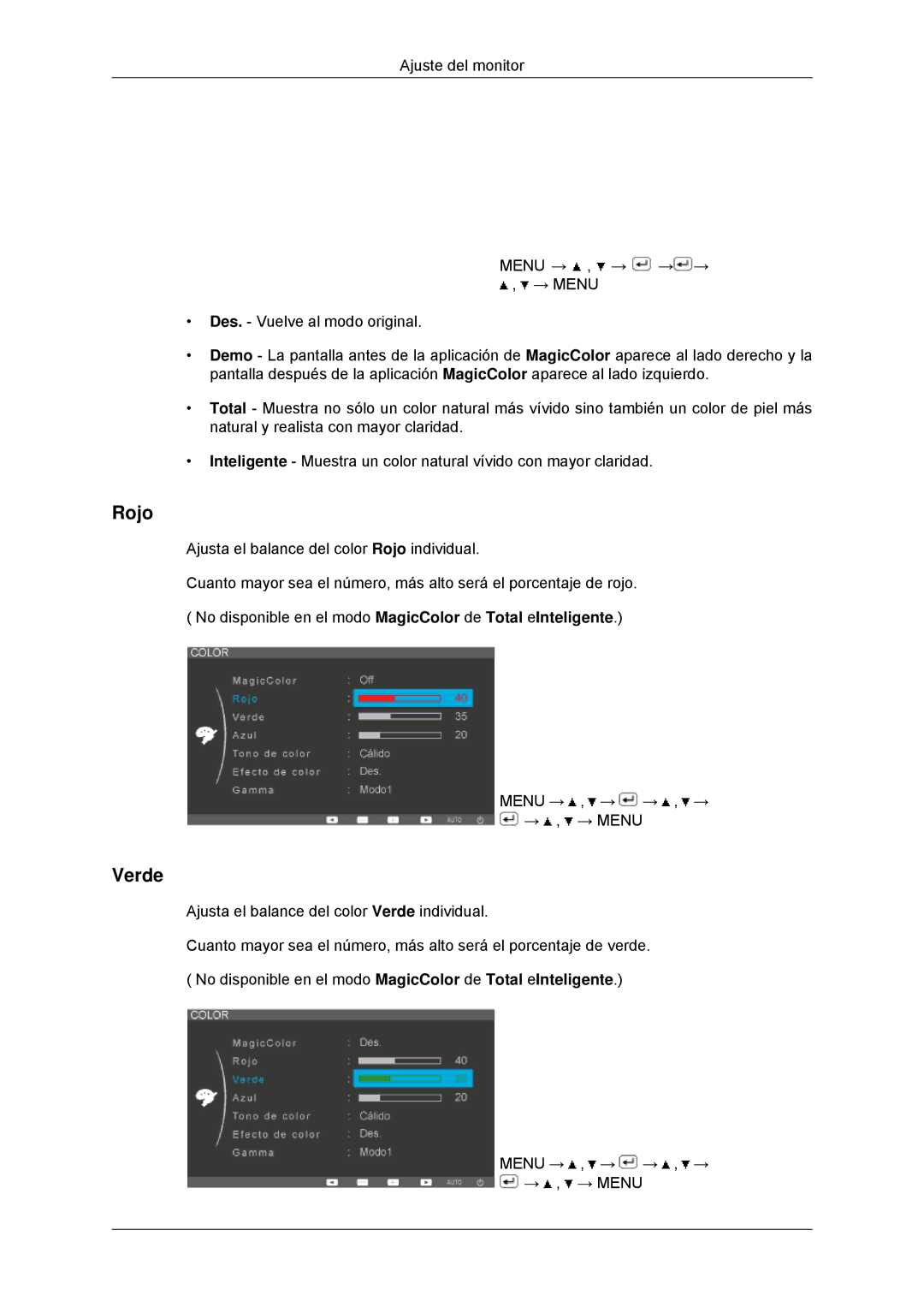 Samsung LS20EFHKFV/EN, LS22EFHKFV/EN, LS22EFHKFU/EN, LS23EFHKFV/EN manual Rojo, Verde 