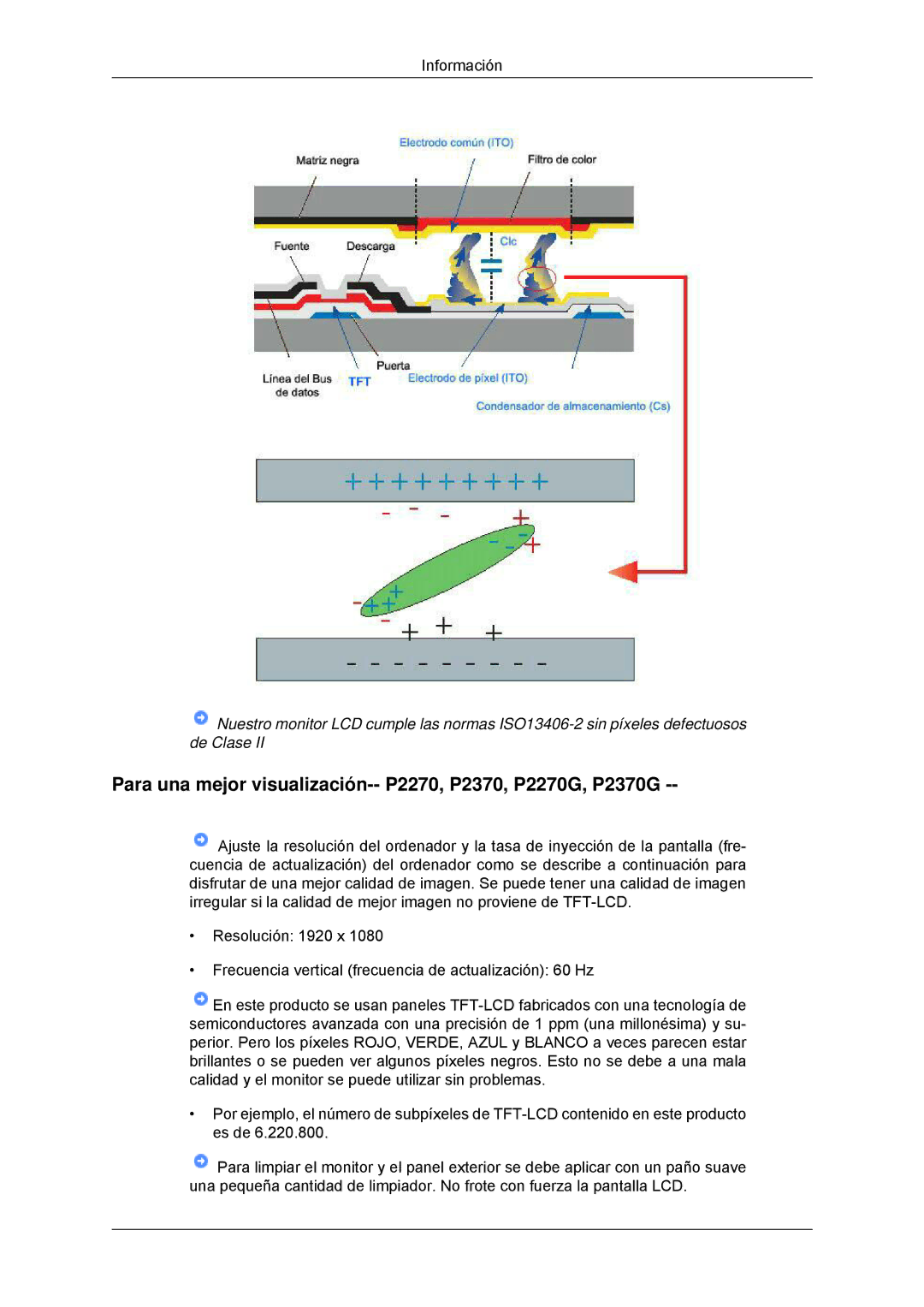 Samsung LS20EFHKFV/EN, LS22EFHKFV/EN, LS22EFHKFU/EN manual Para una mejor visualización-- P2270, P2370, P2270G, P2370G 