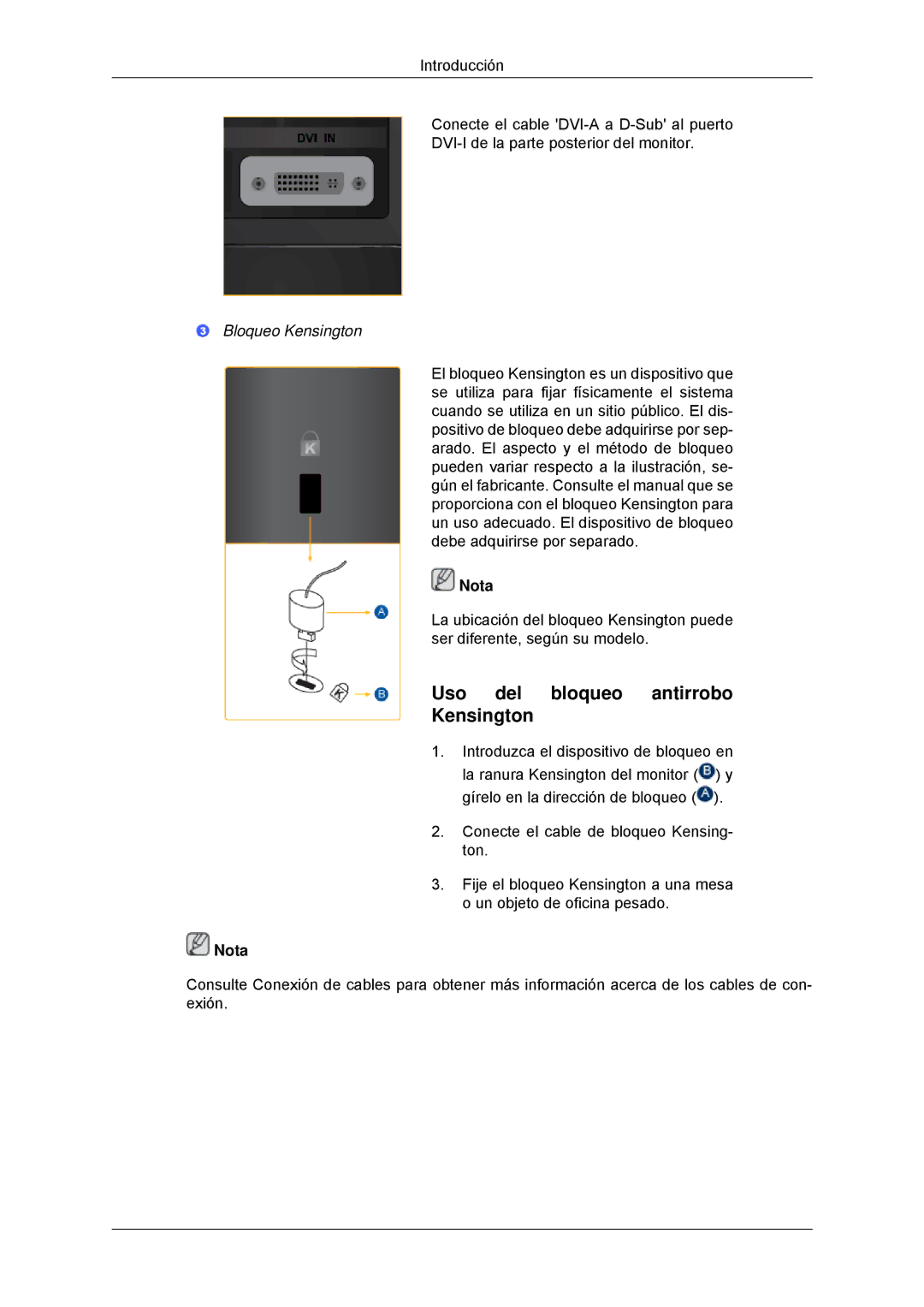 Samsung LS22EFHKFU/EN, LS22EFHKFV/EN, LS20EFHKFV/EN, LS23EFHKFV/EN Uso del bloqueo antirrobo Kensington, Bloqueo Kensington 