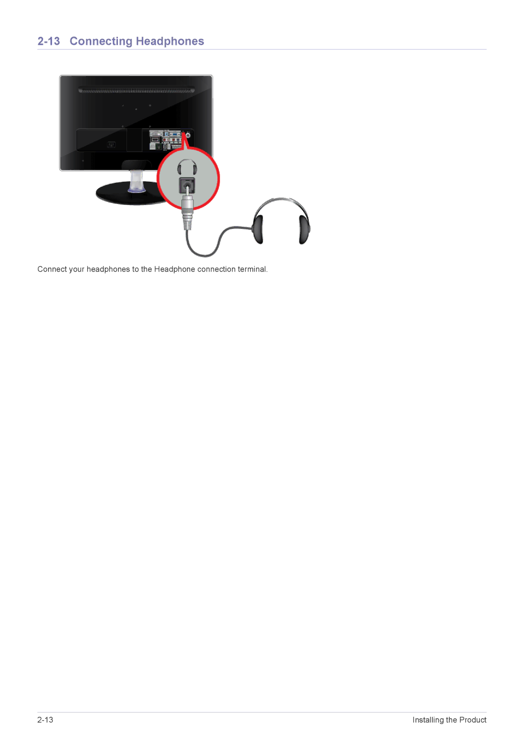 Samsung LS22EFHKUV/EN, LS22EFHKFV/EN, LS22EFHKFU/EN, LS23EMDKU/EN, LS23EFHKFV/EN, LS23EMDKF/EN manual Connecting Headphones 