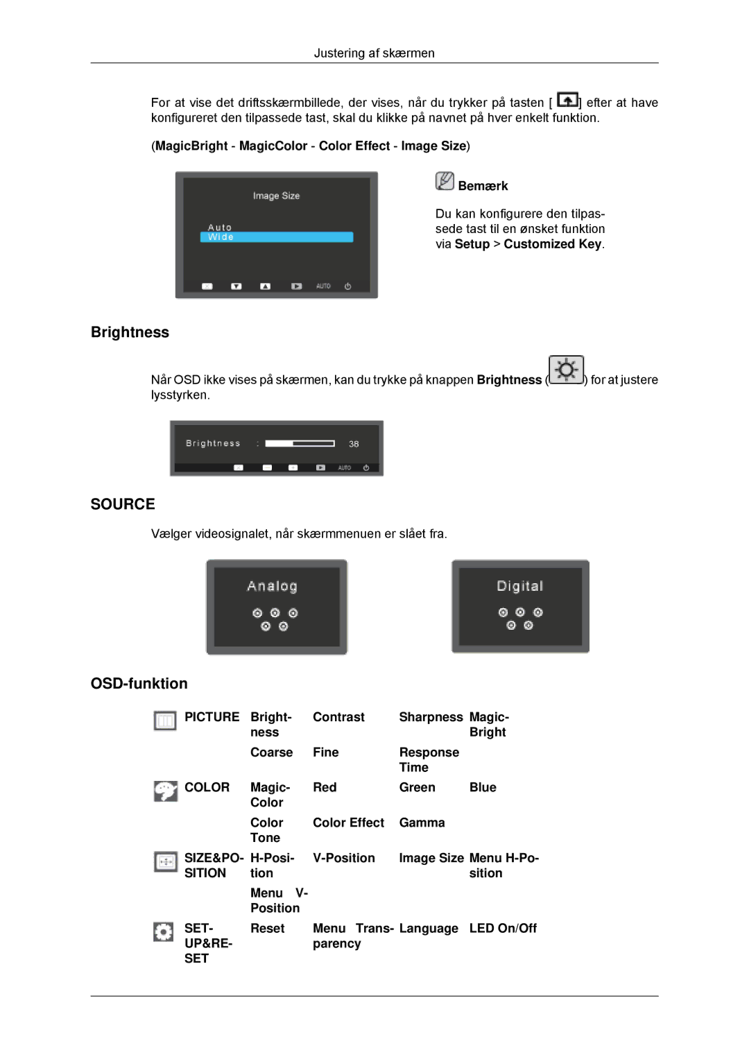 Samsung LS22EFHKFV/EN, LS23EFHKFV/EN manual Brightness, OSD-funktion 