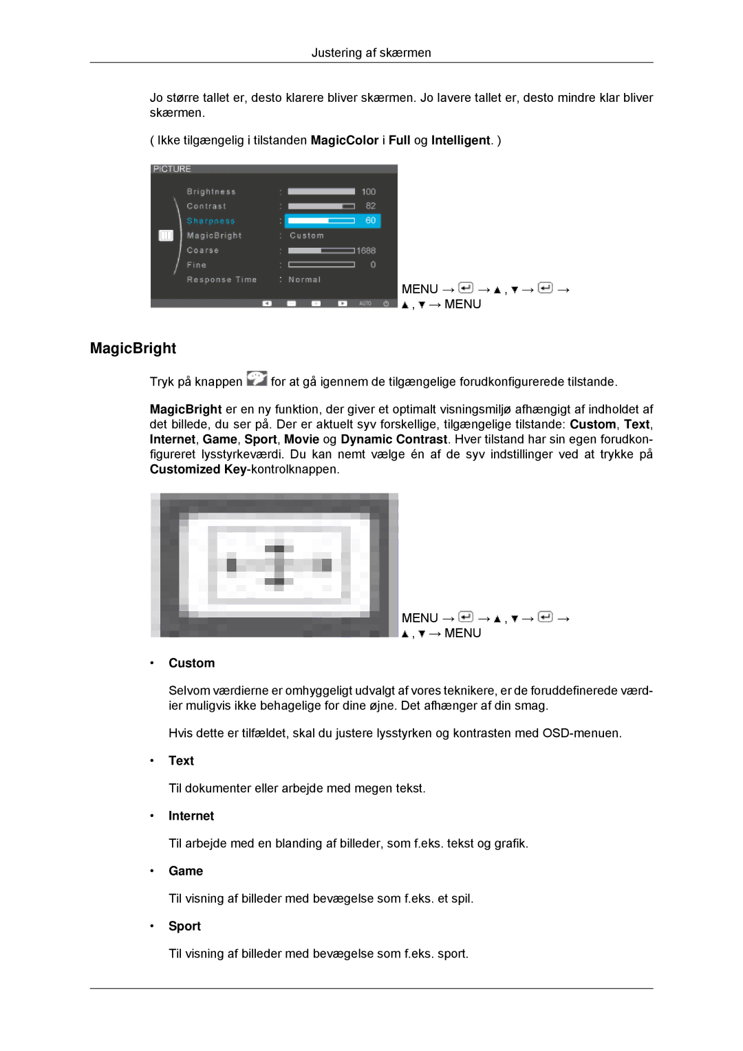 Samsung LS22EFHKFV/EN, LS23EFHKFV/EN manual MagicBright, Text, Internet, Game, Sport 