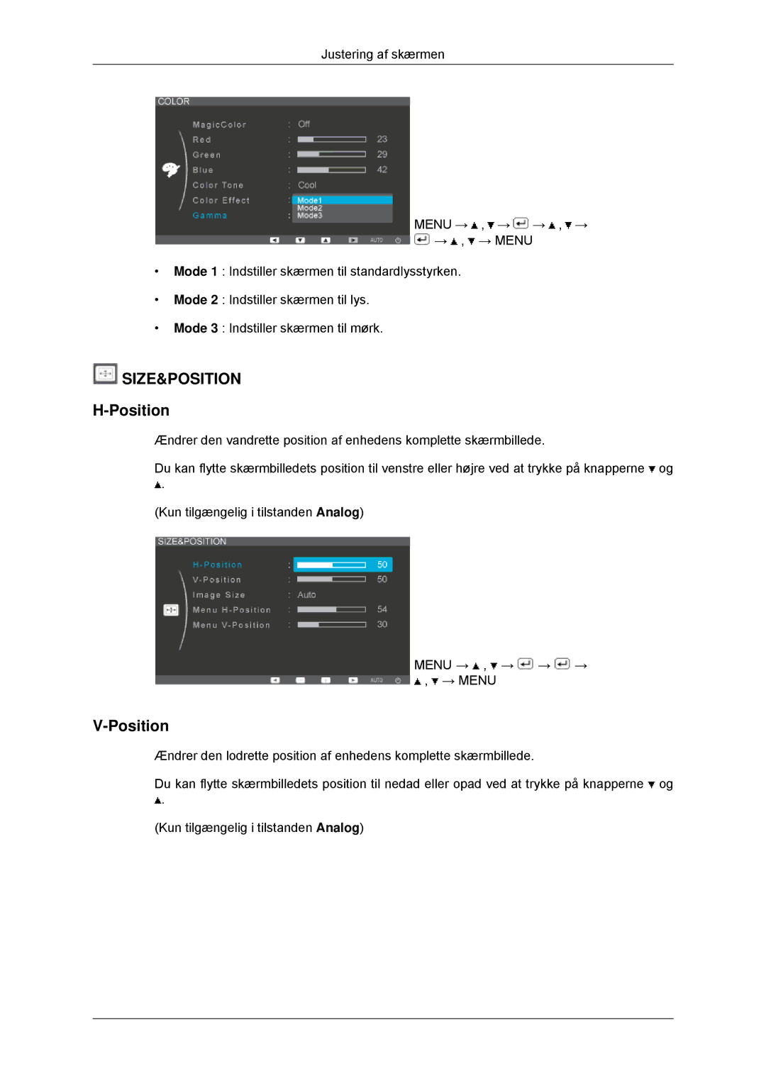 Samsung LS23EFHKFV/EN, LS22EFHKFV/EN manual Size&Position 